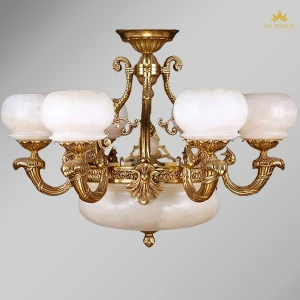Đèn chùm đồng bát đá tự nhiên AP5536/6