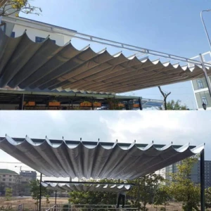 Bạt Mái Che Di Động Màu Ghi Xám Bạt Che Kéo Ngang