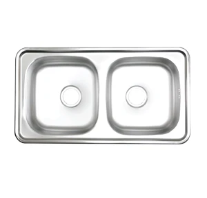 Chậu rửa 02 hố cân, dương vành, dày 0.7mm AM 870