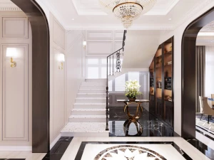 Cầu thang Thạch Anh Nhũ Vàng G102DNV22B1