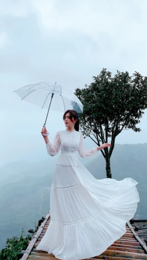 Đầm Maxi Trắng Cổ Bèo Tay Ren DT456