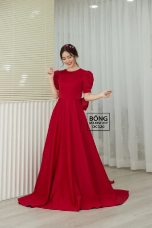 Váy Cưới Phi Nhật Đỏ Nơ Kép 145 DC320