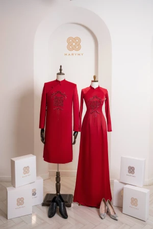 Áo Dài Cặp Dâu Rể Chữ Hỷ MARYMY