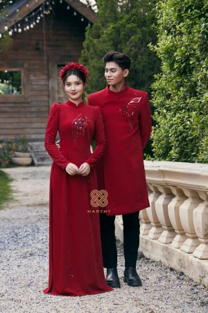 Áo Dài Dâu Rể Kết Tâm Giao MARYMY