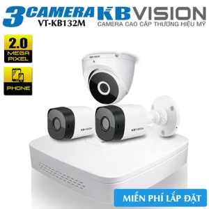 Bộ 3 Camera KBvision 2MP Vỏ Kim Loại Gói VT-KB132M Cho Cửa Hàng Mini