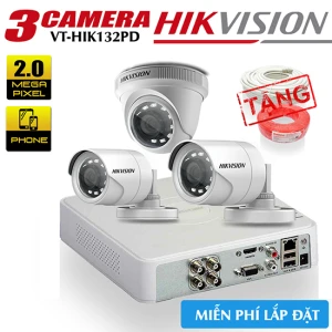 Gói VT-HIK312PD Trọn Bộ 3 Camera Hikvision 2MP Cho Gia Đình
