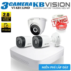 Trọn Bộ 3 Camera 2MP KBvision Cho Nhà Ở Gói VT-KB132MD