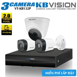 Trọn Bộ 3 Camera HDCVI KBvision 2.0MP Gói Lắp Đặt VT-KB132P