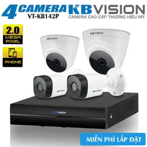Trọn Bộ 4 Camera 2.0 Megapixel KBvision Cho Nhà Ở Gói VT-KB142P