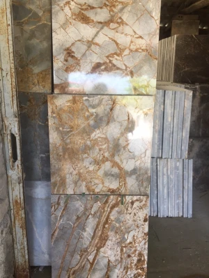 Đá marble vàng dăm kết 60 60