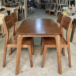 Bàn Ăn 4 Ghế Gỗ Sồi Màu Óc Chó