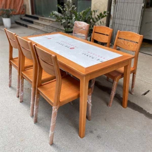 Bàn Ăn 6 Ghế Gỗ Sồi Mặt Đá