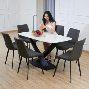 Bàn Ăn Đá Ceramic 6 Ghế Nelson Nhập Khẩu