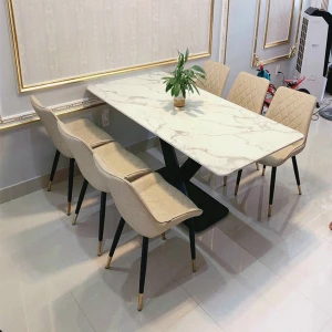 Bàn Ăn Mặt Đá 6 Ghế Loft Mặt Đá Ceramic Nhập Khẩu