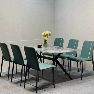 Bàn Ăn Mặt Đá Ceramic 6 Ghế Nhập Khẩu