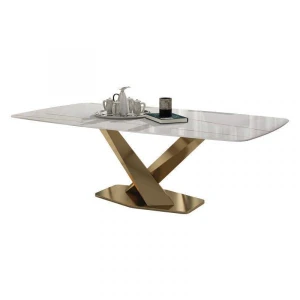 Bàn Ăn Mặt Đá Mạ PVD Vàng Cao Cấp