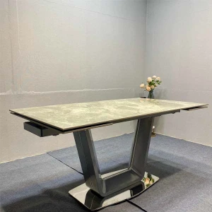 Bàn Ăn Thông Minh Chân Inox Mặt Đá Nhập Khẩu