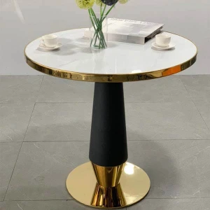 Bàn Cafe Mặt Đá Mạ Vàng