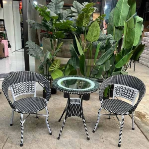 Bàn Ghế Cafe Mây Nhựa 2 ghế