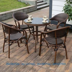 Bàn Ghế Cafe Sân Vườn Nhôm Đúc 4 Ghế Nhập Khẩu