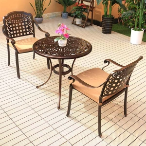 Bàn Ghế Ngoài Trời Nhôm Đúc 2 Ghế Nhập Khẩu Bàn D70cm