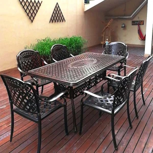 Bàn Ghế Nhôm Đúc 6 Ghế Sân Vườn Nhập Khẩu