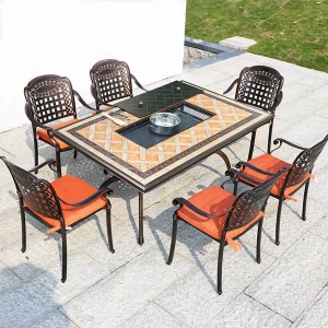 Bàn Ghế Nhôm Đúc Bếp Nướng Mặt Đá