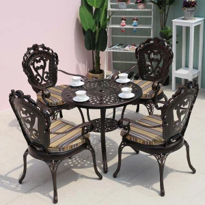 Bàn Ghế Nhôm Đúc D80cm Ngoài Trời Sân Vườn 4 Ghế VIP