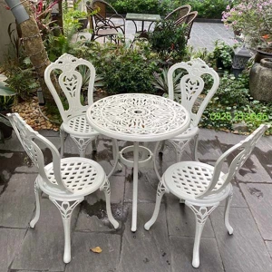 Bàn Ghế Nhôm Đúc Màu Trắng 4 Ghế Nhập Khẩu