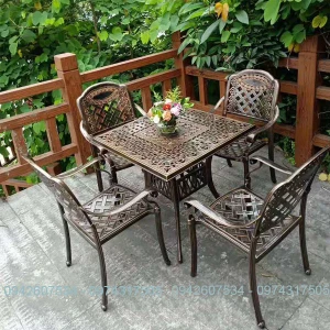 Bàn Ghế Nhôm Đúc Quả Trám 4 Ghế Ngoài Trời