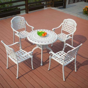 Bàn Ghế Sân Vườn Đan Vuông 4 Ghế Nhôm Đúc Nhập Khẩu