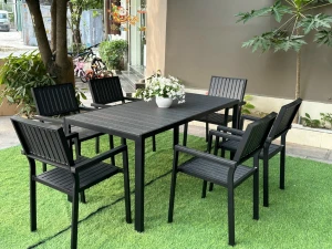 Bàn sân vườn hình chữ nhật khung hợp kim nhôm