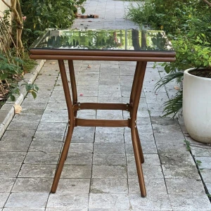 Bàn Sân Vườn Vuông Mặt Kính Khung Nhôm Đúc