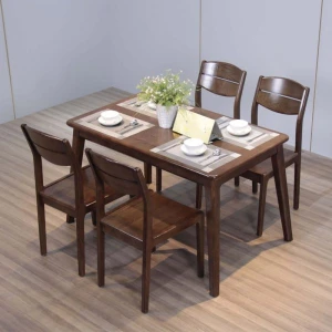 Bộ Bàn Ăn 4 Ghế Gỗ Sồi Màu Óc Chó