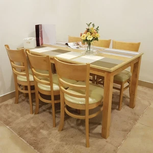 Bộ Bàn Ăn 6 Ghế Cabin Gỗ Tự Nhiên