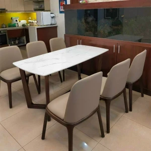Bộ Bàn Ăn 6 Ghế Gracce Mặt Đá Gỗ Sồi
