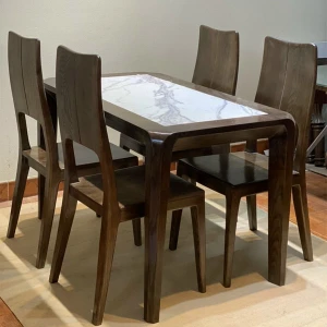 Bộ Bàn Ăn Gỗ Sồi 4 Ghế Mặt Đá