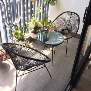 Bộ Bàn Ghế Ban Công Ghế Cafe Sắt Mây Nhựa Ngoài Trời