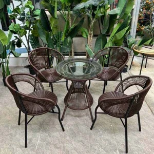 Bộ Bàn Ghế Cafe Mây Nhựa 4 ghế