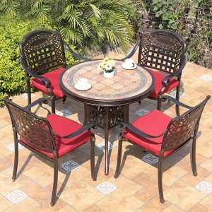 Bộ Bàn Ghế Nhôm Đúc ND135, Bàn Ghế Mặt Đá Ngoài Trời Nhập Khẩu