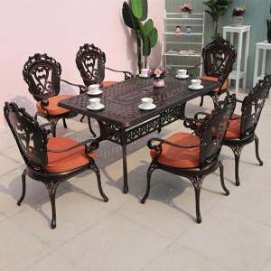 Bộ Bàn Nhôm Đúc Ngoài Trời Sân Vườn 6 Ghế VIP