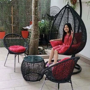 Bộ Xích Đu Đơn Ngoài Trời Mây Nhựa