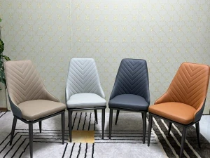 Ghế ăn bọc da hoạ tiết xương cá Spine