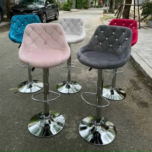 Ghế Bar Bọc Nhung Chân Xoay