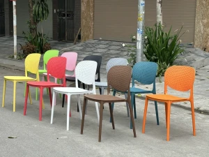 Ghế nhựa đúc Hol Sankyo tựa lỗ giả mây