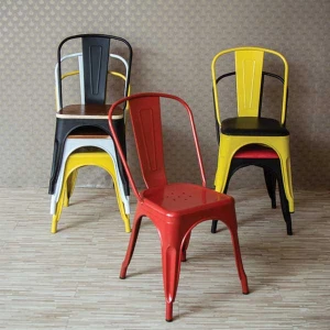 Ghế Tolix Sắt Có Tựa Nhập Khẩu, Ghế Cafe Sắt Sân Vườn