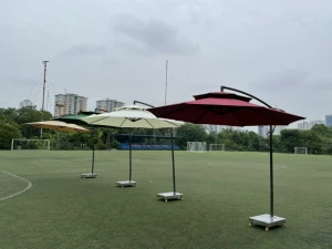 Ô dù sân vườn lệch tâm tròn loại có đế 2m7