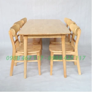 Bàn Ăn 6 Ghế Mặt Gỗ Tự Nhiên MG01