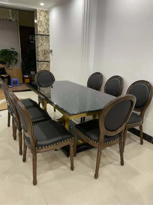 Bàn Ăn Đá Cẩm Thạch Ghế Luois Vip BA16