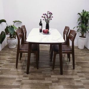 Bàn Ăn Mặt Đá 4 Ghế Gỗ Sồi VIP2